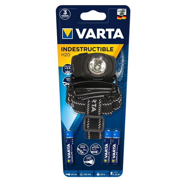 VARTA INDESTRUCTIBLE H20 мощност 120 Lumens, устойчивост на удар от 9 метра, водоустойчив IPX4, 2 нива на светлината, CREE 1 VARTA INDESTRUCTIBLE H20 мощност 120 Lumens, устойчивост на удар от 9 метра, водоустойчив IPX4, 2 нива на светлината, CREE 1